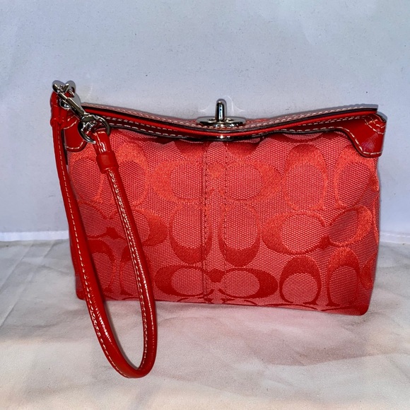 Coach Handbags - COACH Signature Red C Turn Lock Wristlet